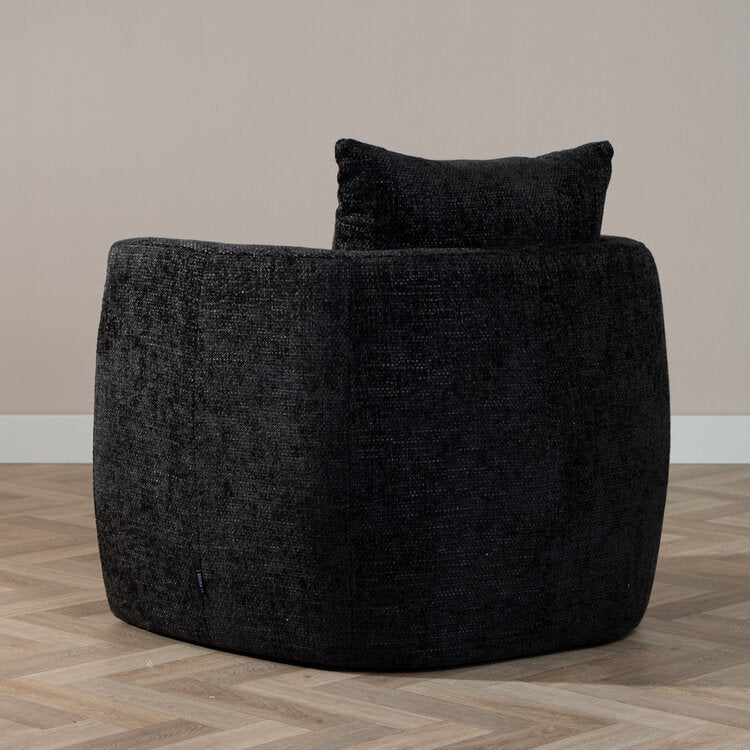 Fauteuil Ruby chenille stof zwart