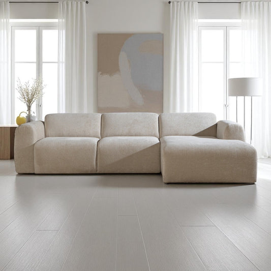 Hoekbank Maine chenille stof beige rechts