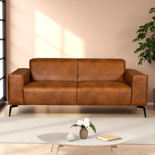 Industriële bank 2,5-zits Vegas eco-leer cognac
