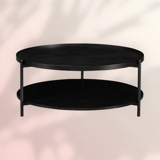 Salontafel Rio Ø90 cm zwart eiken
