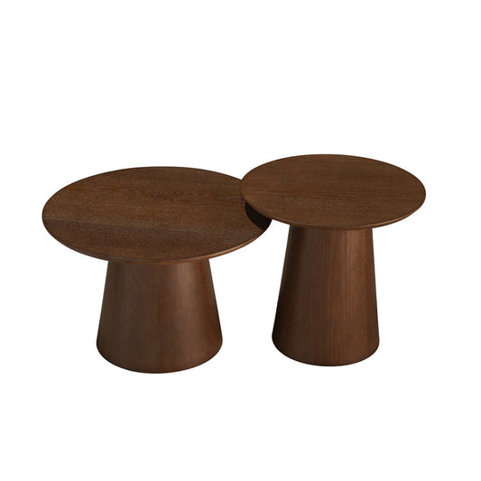 Salontafels Ash set van 2 Ø50 en Ø62 cm rustiek eiken