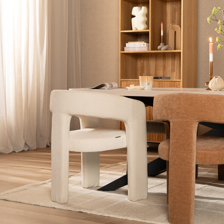 Scandinavische eetkamerstoel Bibi chenille off white