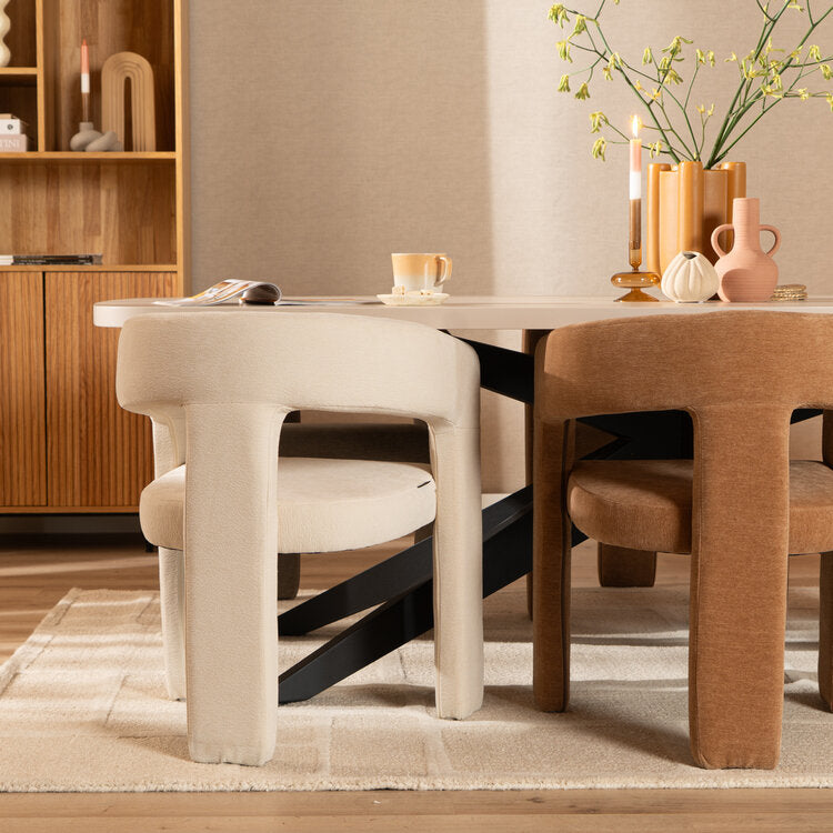 Scandinavische eetkamerstoel Bibi chenille off white