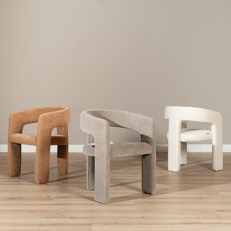 Scandinavische eetkamerstoel Bibi chenille off white
