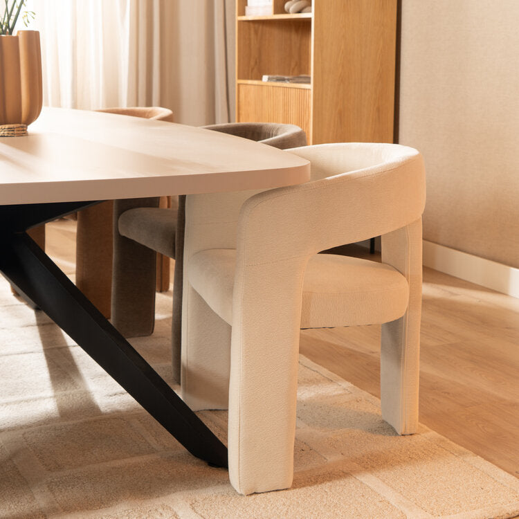 Scandinavische eetkamerstoel Bibi chenille off white