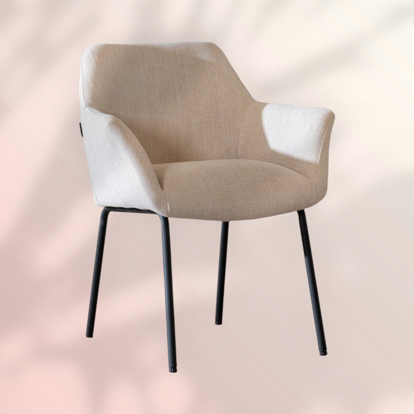 Scandinavische eetkamerstoel Sten gerecyclede stof beige