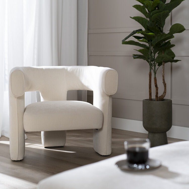 Scandinavische fauteuil Bibi chenille off white