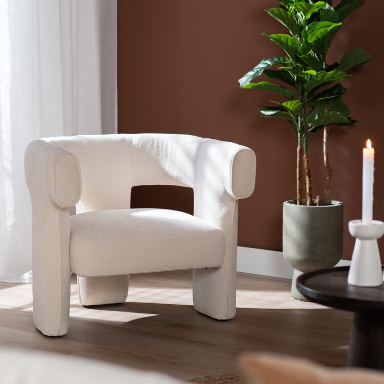 Scandinavische fauteuil Bibi chenille off white