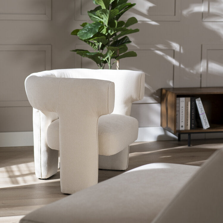 Scandinavische fauteuil Bibi chenille off white