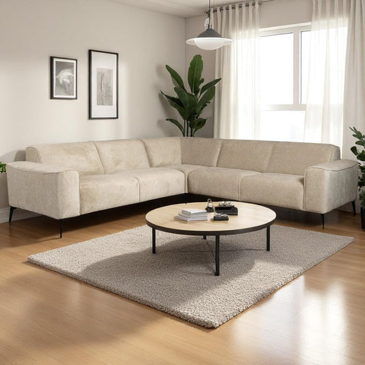 Scandinavische hoekbank Vegas taupe stof gemêleerd linksrechts