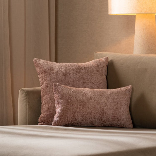 Sierkussen Juna chenille stof roze 45 x 45 cm