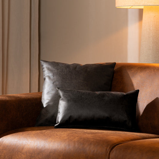 Sierkussen Kyla eco-leer antraciet 45 x 45 cm