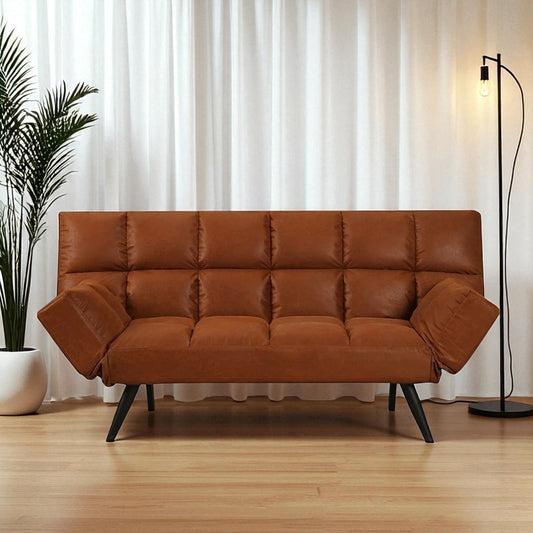 Slaapbank 1,5-persoons Timo cognac eco-leer