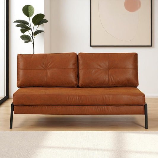 Slaapbank 2 persoons Mikko cognac eco-leer