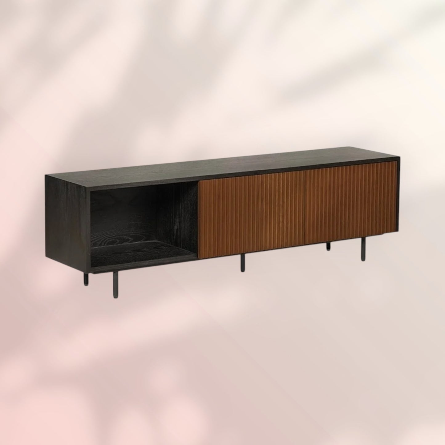 Tv-meubel Ray zwart/rustiek eiken 150 cm