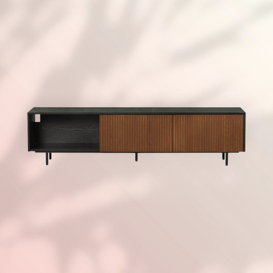 Tv-meubel Ray zwart/rustiek eiken 180 cm