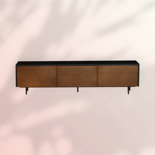 Tv-meubel Thomas zwart/rustiek eiken 180 cm