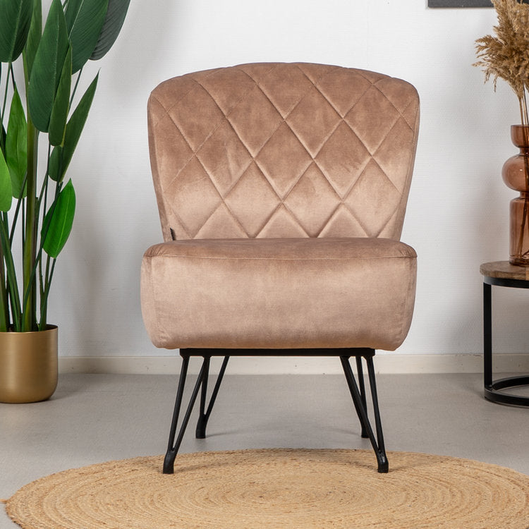 Velvet fauteuil Else taupe