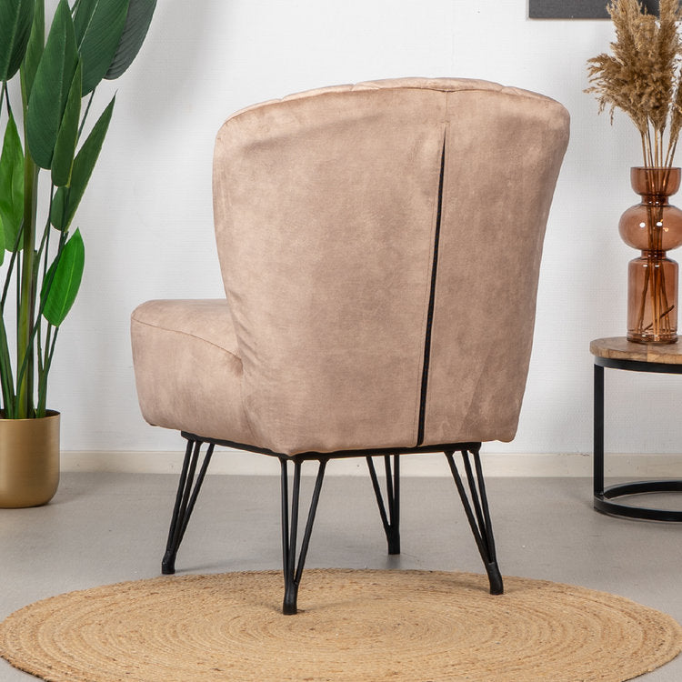 Velvet fauteuil Else taupe