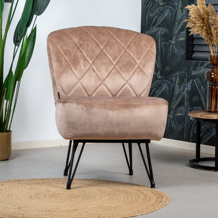 Velvet fauteuil Else taupe