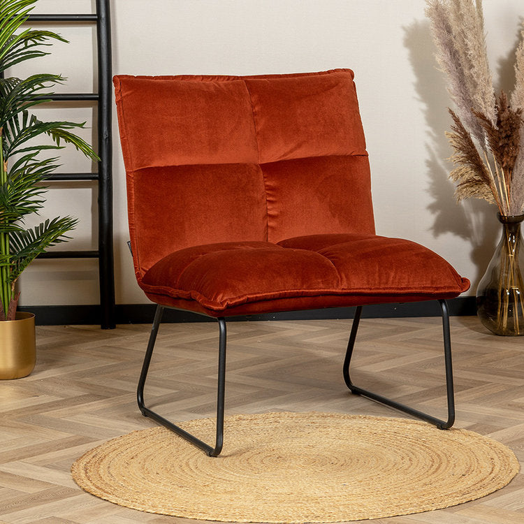 Velvet fauteuil Malaga koper