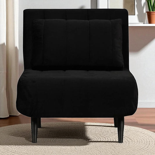 Velvet slaapfauteuil Hanna zwart