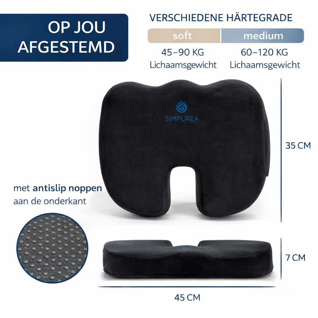 Orthopedisch Gel Zitkussen van Traagschuim | Ergonomisch & Drukverlagend Comfort