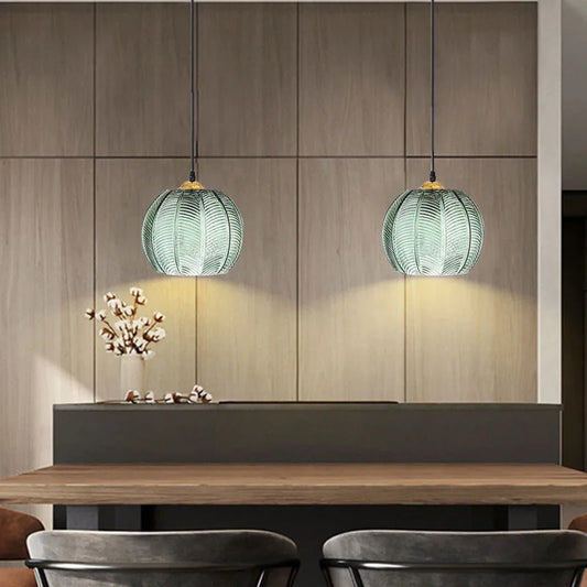 Hanglamp glas met blad | Sofia