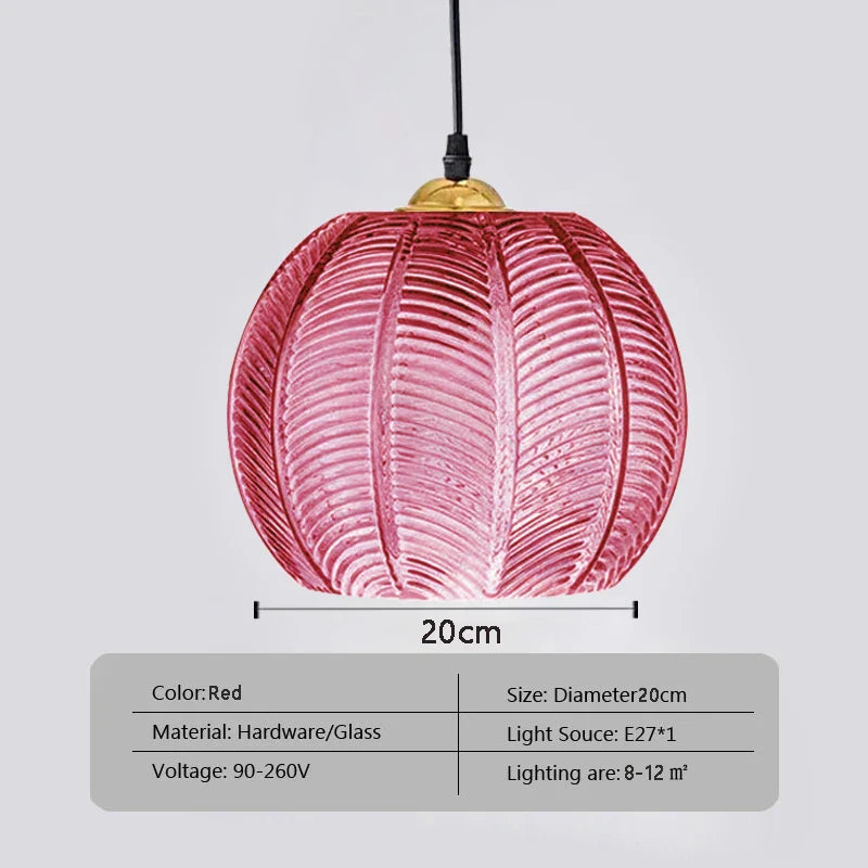 Hanglamp glas met blad | Sofia