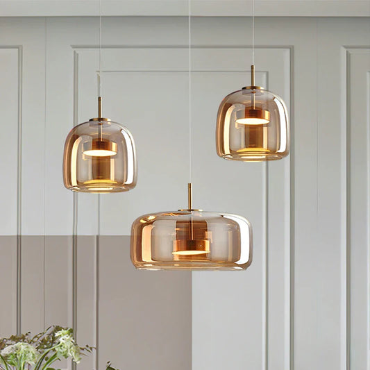 Design hanglamp van glas in zwart of goud | Vitrum