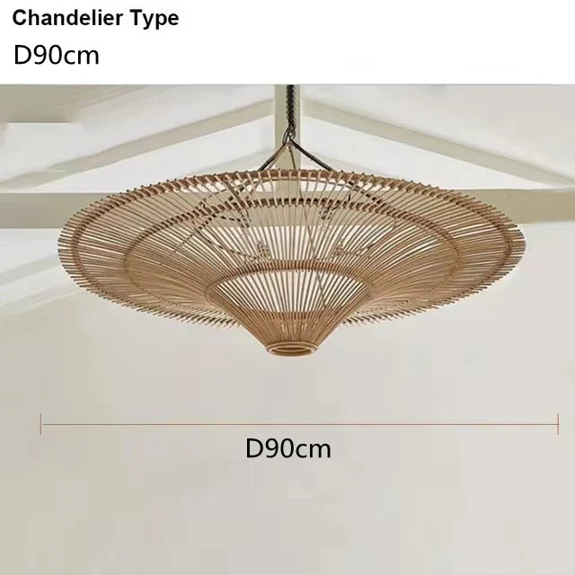 Hanglamp van rattan in ufo vorm | Rattan