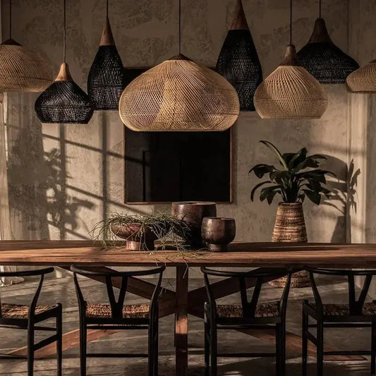 Rotan hanglamp zwart | Rattan