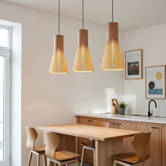 Houten hanglamp Ø35cm Ø45cm langwerpig | Lignum