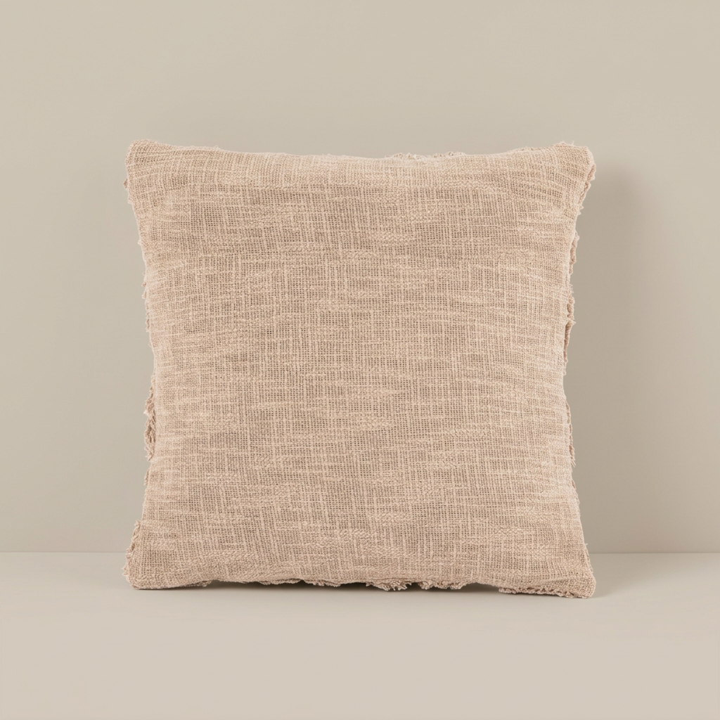 Kussen Sahara contrast Zand, achterkant met lichtbeige achtergrond