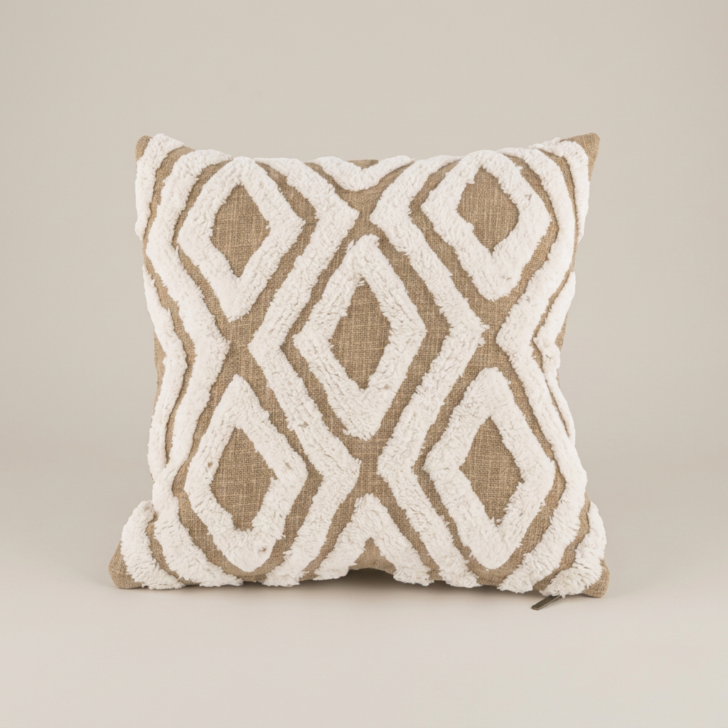 Kussen Sahara contrast Zand, voorkant met lichtbeige achtergrond