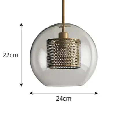 Industriële hanglamp glas, brons en zilver | Spatium