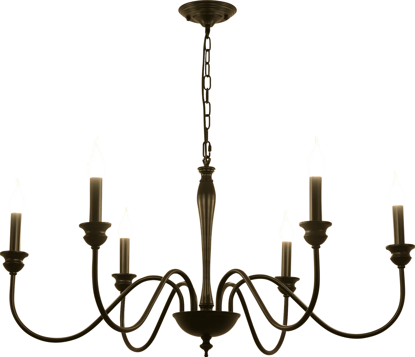 Kroonluchter zwart met 6 lampen | Recte