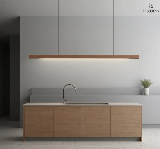 Houten hanglamp eettafel, langwerpig | Glød