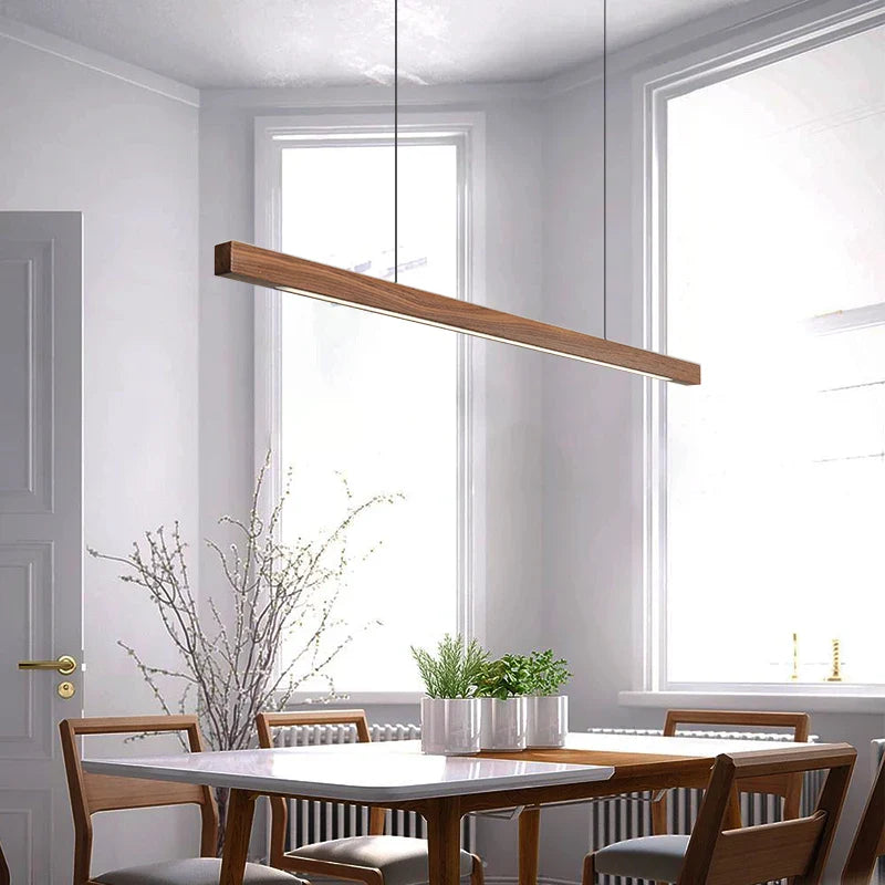 Houten hanglamp eettafel, langwerpig | Federica