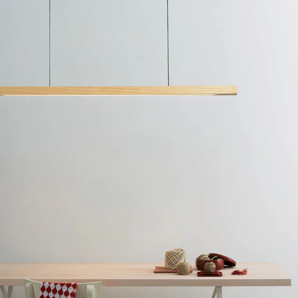 Houten hanglamp eettafel, langwerpig | Federica