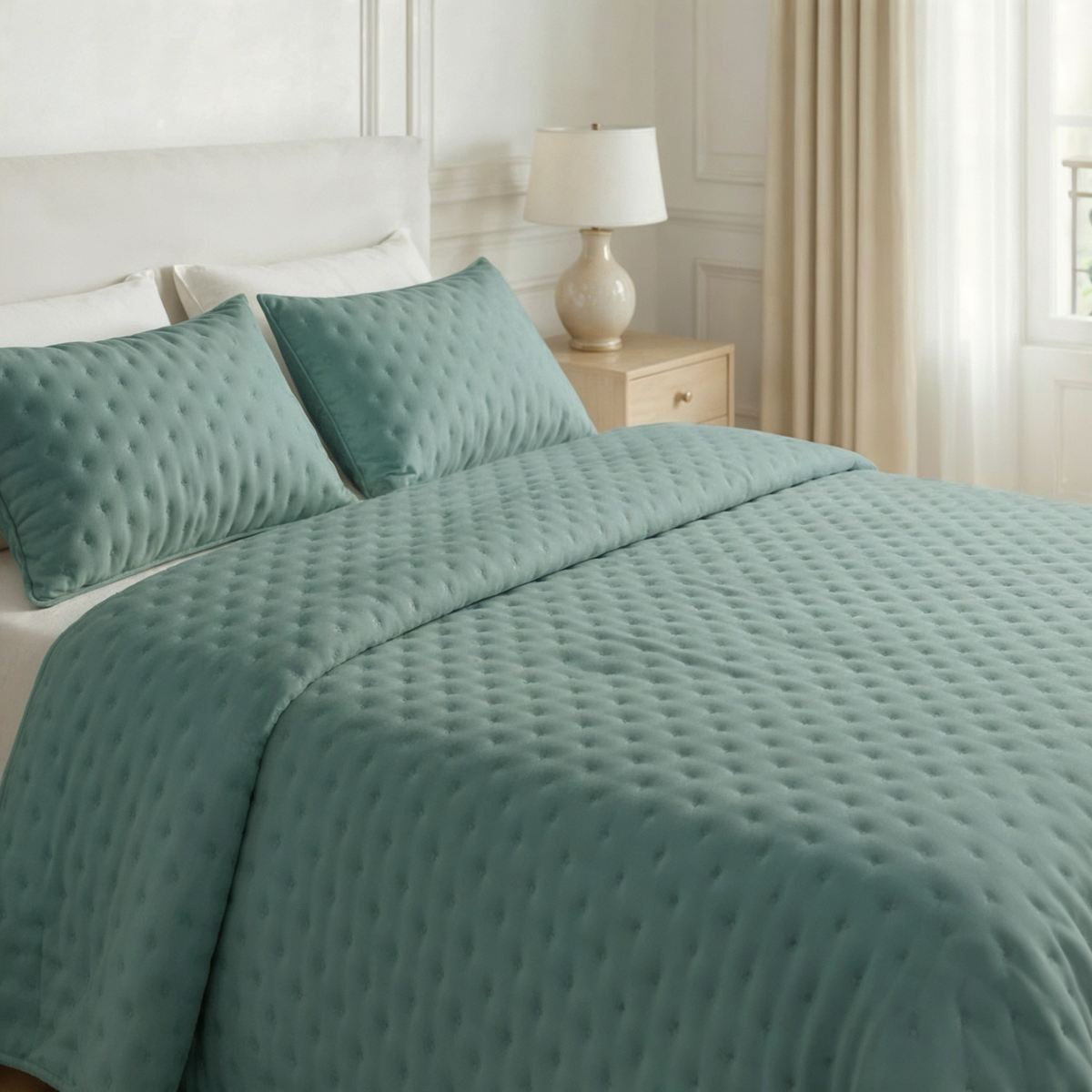 Luxe Premium Gewatteerde Sprei Blauw 280x280 cm – Zacht Aanvoelend