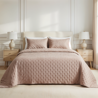 Luxe Premium Gewatteerde Sprei Lichtroze 280x280 cm – Zacht Aanvoelend