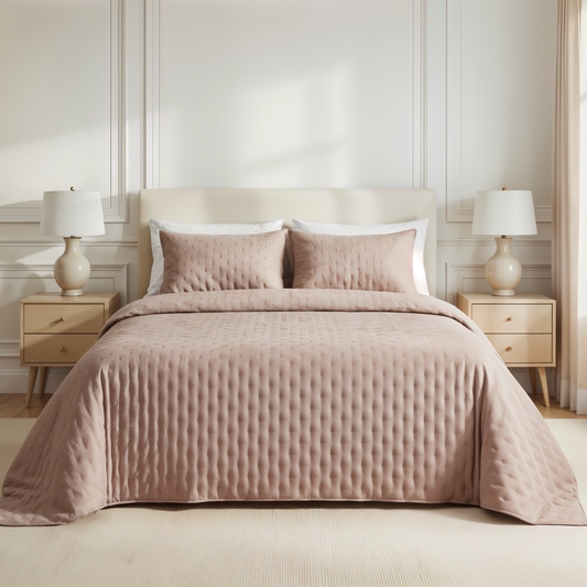 Luxe Premium Gewatteerde Sprei Lichtroze 280x280 cm – Zacht Aanvoelend