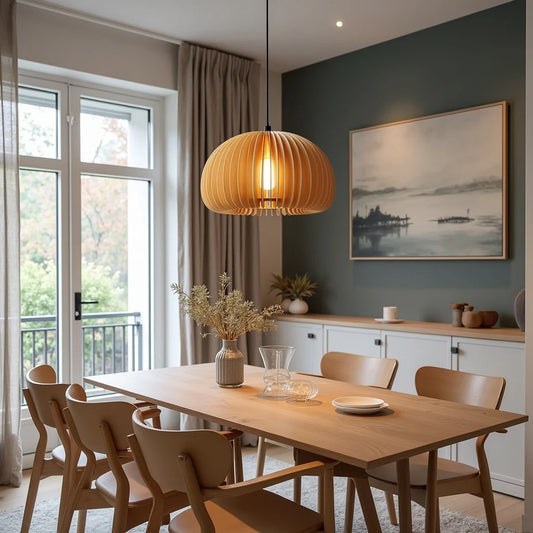 Houten hanglamp pompoenvorm | Lignum