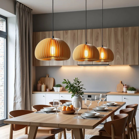 Houten hanglamp pompoenvorm | Lignum