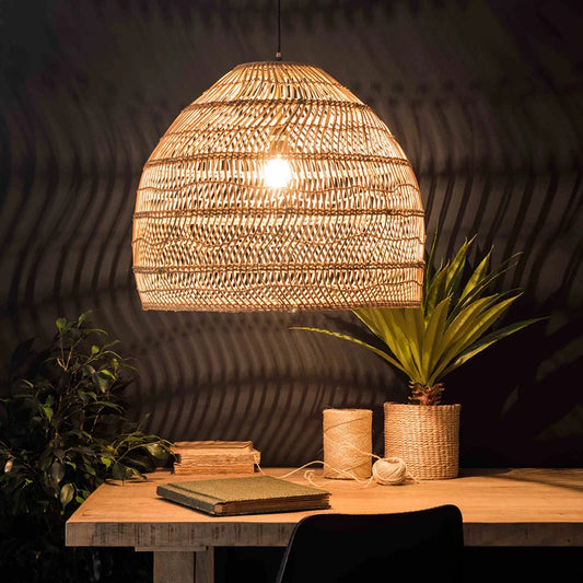 Rieten hanglamp zwart of beige | Rattan