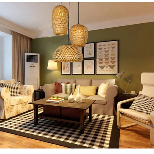 Rieten hanglamp meerdere vormen | Rattan