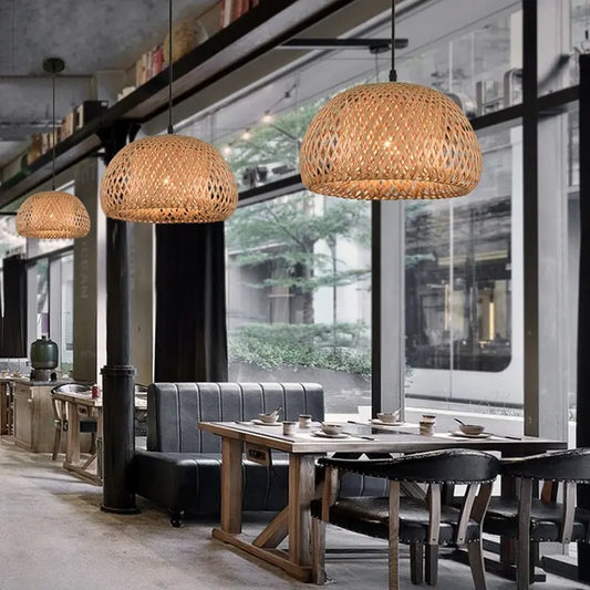 Rieten hanglamp meerdere vormen | Rattan