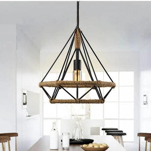 Hanglamp met kooi van touw
